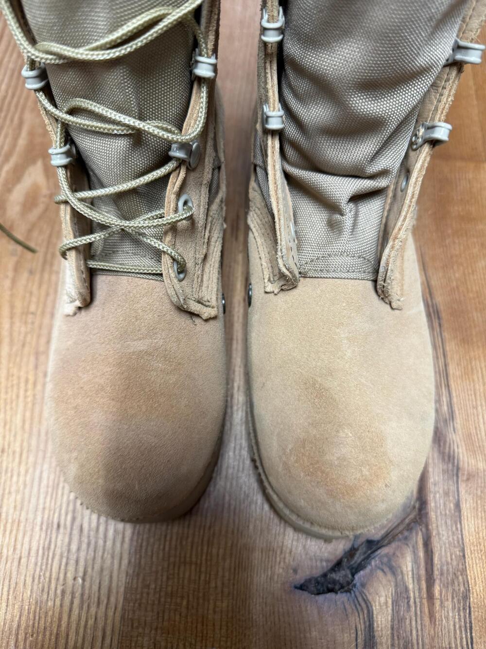 Combat Boots Womens Size 6.5 Beige Suede Vibram Sole Military Lace Up Mid Calf - Picture 8 of 16